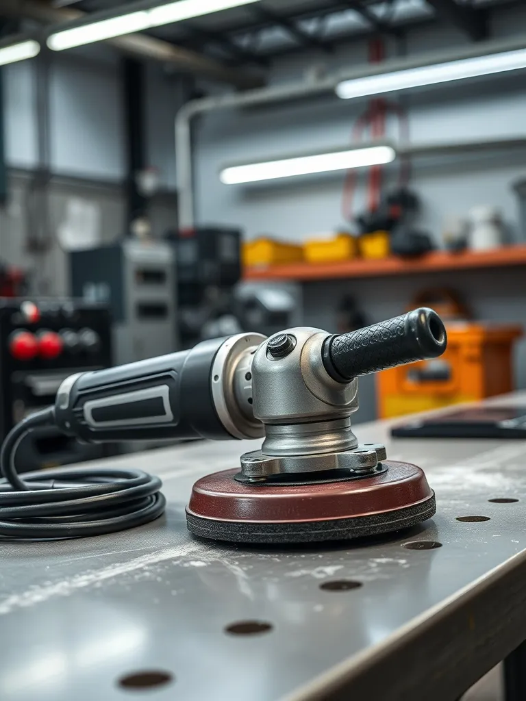 Close up of a professional orbital polisher machine on a cle