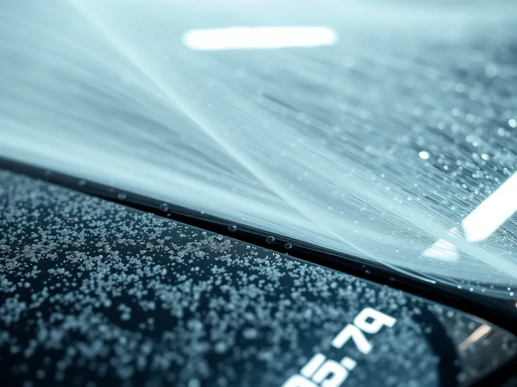 Close-up of a high-pressure water jet cleaning a car surface